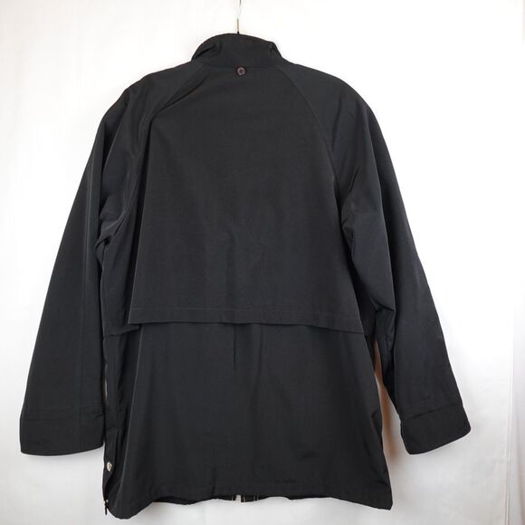 Liz Claiborne Raincoat Utility Jacket Women's Size Large Black Zip & Snap Fall - Picture 2 of 15